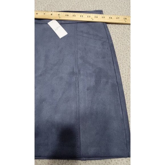 LOFT Womens Blue Faux Suede Mini Skirt w/ Front Pockets Back Zip Size 6 NWT - Picture 10 of 13